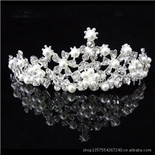 韩国发饰头饰批发古典合金珍珠五瓣新娘皇冠女配饰