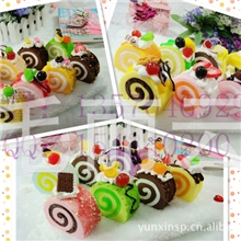 仿真蛋糕模型厂价直销QT水果北海道蛋卷挂件冰箱贴