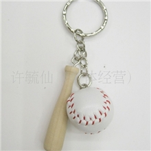 厂家直销小棒球钥匙扣棒球钥匙扣双色皮革棒球挂件棒球挂件