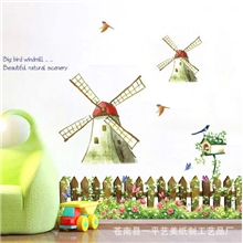 小额批发三代可移墙贴批发田园风车创意墙贴pvc墙贴壁纸厂家