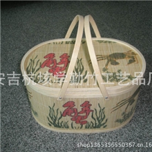 安吉竹篮厂家直销椭圆形大闸蟹包装篮现货批发