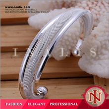 厂家直销欧美风银饰批发流行首饰925镀银饰品斜边网手镯B019