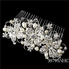 厂家直销新娘发梳合金发梳饰品水钻花卉发梳新品现货3079新款