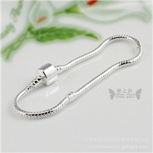 厂家现货批发外贸质优PA1104diy链条铜镀银无刻字圆蛇骨手链