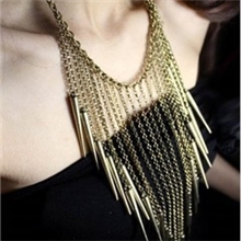 B00144欧美原单饰品朋克街拍个性外贸朋克金属铆钉流苏个性项链