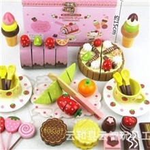 木制草玩具草莓箱玩具儿童水果切切看过家家木制仿真玩具