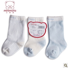 minimoto小米米3对装粉蓝长筒童袜0-3岁YA03191-4B/P