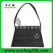 深圳龙岗手袋厂订做时尚单肩毛粘料包毛毡料单肩挎包