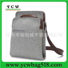 深圳龙岗手袋厂订做2013新款邮差挎包毛毡料单肩挎包
