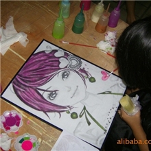 H0033DIY儿童画具美术用品动漫美人画板灰太狼画金粉画材料