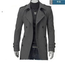 中山服装厂定做欧美长款双排扣肩章坎肩男装呢大衣外套