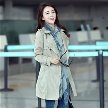 东莞秋冬装韩版时尚女式风衣翻领长款修身外套女春秋大码风衣外套