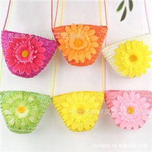 机钉小包/厂家直销热卖可爱草编包斜跨小花包手机钥匙零钱沙滩包