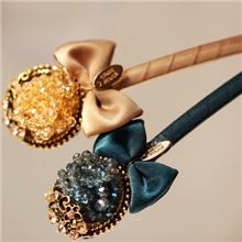 韩国进口饰品头饰复古镂空花朵水晶串珠棒棒糖一字夹发夹发饰发卡