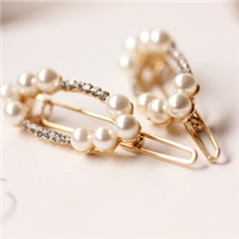 椭圆形珍珠镶钻发夹刘海夹青蛙夹边夹发卡新款韩国韩版发饰饰品