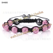 【特价促销】欧美时尚香巴拉钻球手链手工编织手镯饰品批发SHAB