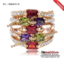 【自产自销】真金保色18k金高档戒指奥地利水晶镶锆石批发0215