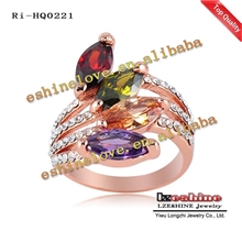 【自产自销】奥地利水晶真金保色18k玫瑰金高档戒指批发0221