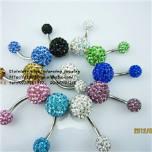 陶泥满钻脐环58肚脐环满钻环不锈钢饰品