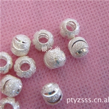 8N纯银车花转运珠圆形弯刀纯银珠子S990银配件珠子散珠子批发