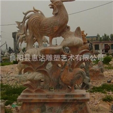 石雕公鸡园林、酒店、广场特色景观动物雕塑摆件十二生肖鸡