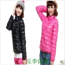 2013新款原单外贸女款高级轻薄立领短款羽绒服女批发