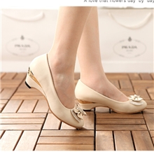 品牌正品2013秋季新款坡跟真皮女单鞋中跟舒适蝴蝶结水钻女鞋子