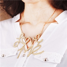 XL204饰品批发超大夸张朋克摇滚重金属LOVEME时尚短款项链