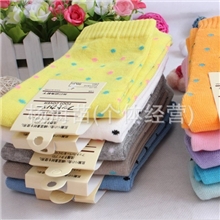 特价无印良品圆点女袜袜子批发糖果色棉袜中统成人袜子