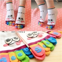 新款日韩版纯棉五趾袜情侣袜可爱袜男女袜/糖果色印胶袜卡通多款