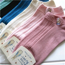 经典款彼得兔彩色糖果色女船袜可爱兔头船袜浅口短袜厂家批发