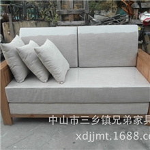 【热销产品】中式实木酒店茶庄会所榆木风化做旧沙发