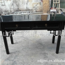 【厂家直销】中式仿古酒店工程会所家具榆木黑漆亮光漆玄关桌