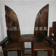 船木家具/中式船木家具/船木月牙椅配几