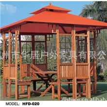 供应华居D-1001规格3.0*3.0钢木结合的休闲凉亭、楼盘实木凉亭