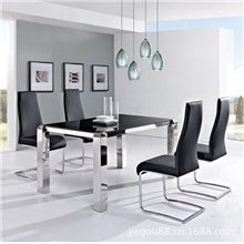 杰构五金不锈钢餐桌大理石餐桌钢化玻璃餐台后现代酒店家具