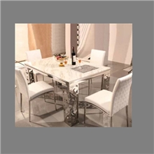 高档大理石餐桌椅组合不锈钢时尚简约2013饭桌子长方形餐台