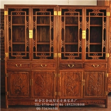 中式仿明清古典红木实木家具非洲黄花梨明式四季花书柜文件柜D12
