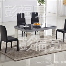 广东顺德家具批发不锈钢玻璃餐桌（双11预售620元）1.35尺寸的