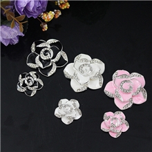 批发大小一套山茶花手机美容DIY贴钻合金配件真金电镀保色