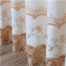 混纺棉绣花窗帘布批发中式客厅窗帘窗纱布艺窗帘布厂家B-40白