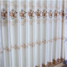 丝光麻绣花窗帘布批发高档刺绣窗帘面料中式古典牡丹花型B-87