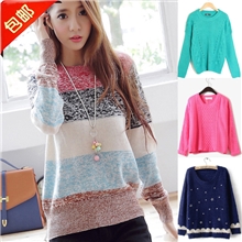 2013秋冬新款女士毛衣批发韩版圆领套头毛衣女式针织衫包邮