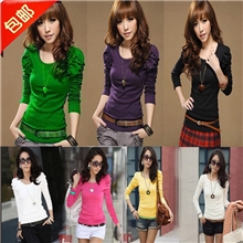 2013秋冬新款上衣女装韩版长袖泡泡袖t恤批发全国包邮