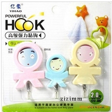 2449创意家居！三口之家创意设计强力挂钩3枚入吸卡装