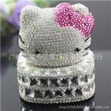 厂家直销hellokitty车载香水座kt镶钻水晶贴钻香水座KT