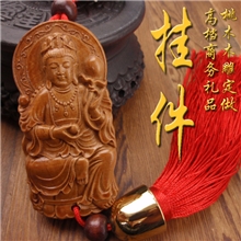 生产定做桃木佛教挂饰念珠观音汽车挂件平安吉祥礼品挂饰FDG006