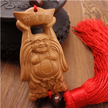 新款汽车挂件招财佛财源广进桃木车挂厂家加工定做山水-FDG-014