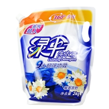 绿伞批发去污超人洗衣液2KG/袋装馨香园野
