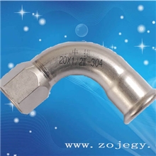 卡压式管件薄壁不锈钢水管环压式管件内螺纹90度弯头